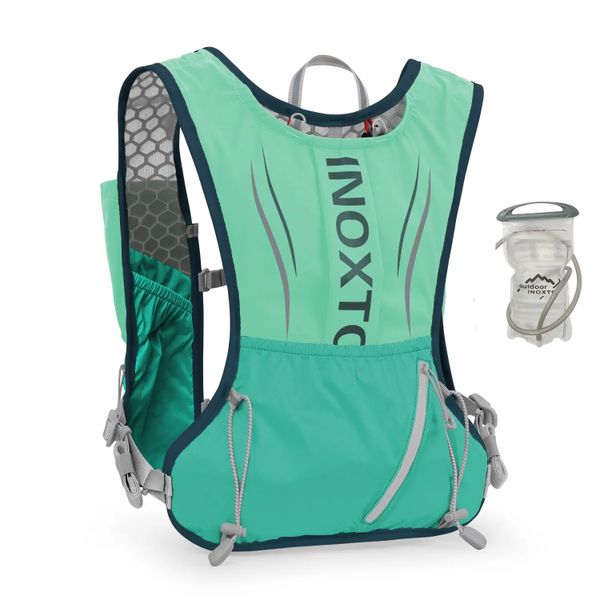 Waterproof 5L Running Pack With1.5L Bladder And 2x250ml Soft Flasks - Green