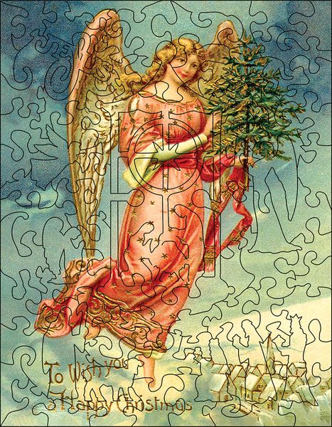 Christmas Postcard: Branch of Hope - 88 pieces wooden puzzle
