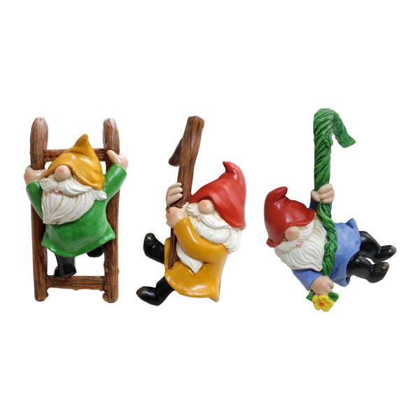 Resin Dwarf Planter Set - Garden Hanging Decor - 3 Piece