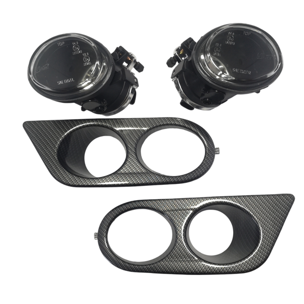 BMW E46 Fog Lights Set With Double Hole Cover Carbon