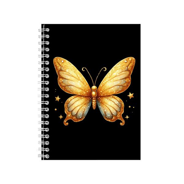 Gold A5 Notebook Spiral Lined Notepad Glitter Bu image