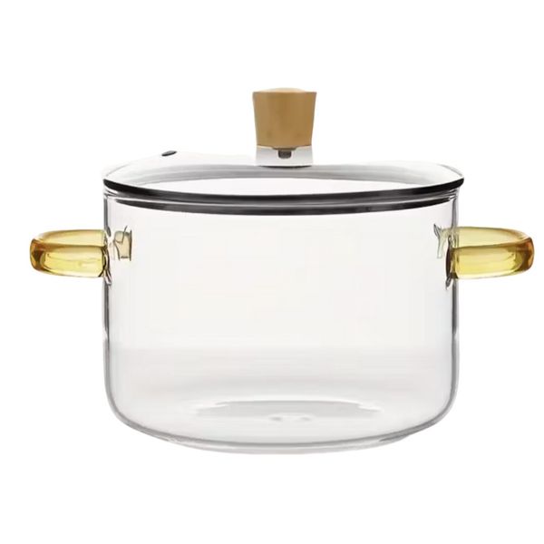 1 Set Scandinavian Style High-Borosilicate Glass Stockpot with Lid (2.3L)