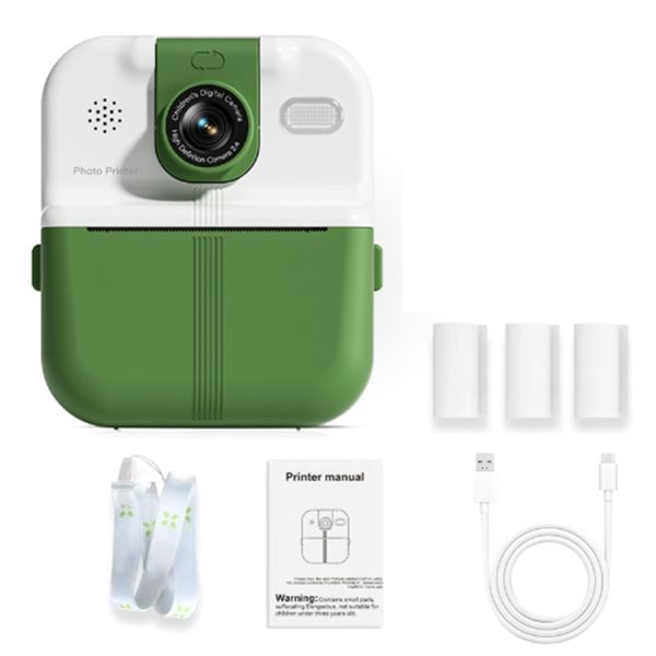 Kids Camera Instant Print 1080P Hd Children Digital Camera Green