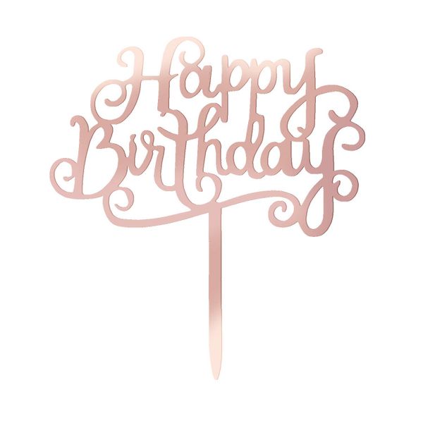 Happy Birthday Rose Gold Cake Topper