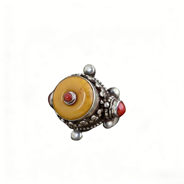 ZELTRYN High End Inlaid Imitation Amber Turquoise Ring