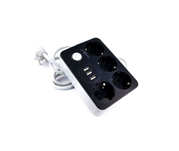 3 USB Ports Power Strip 2M Extension 4 WayMulti-Socket Adapter