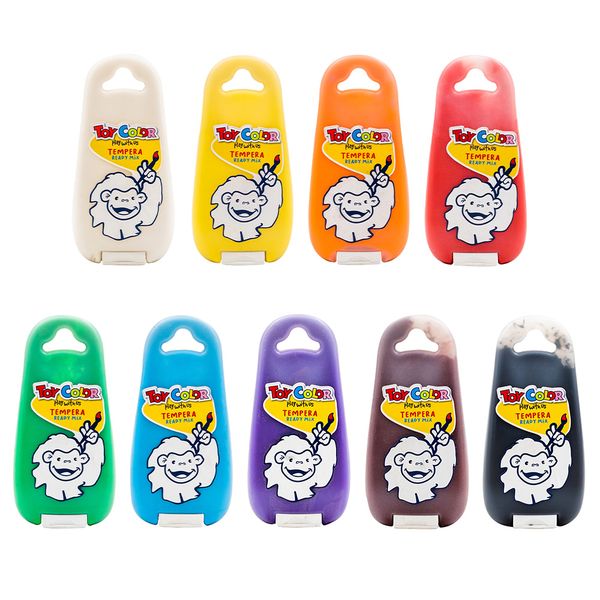 Toy Color Superwashable Tempera Paint Pack: 9 x 170ml Squeezy Bottles