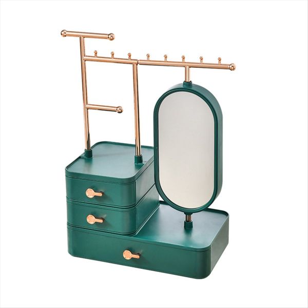 Jewelry Box Organizer With Mirror &amp; Drawer For Earrings Bracelets-A