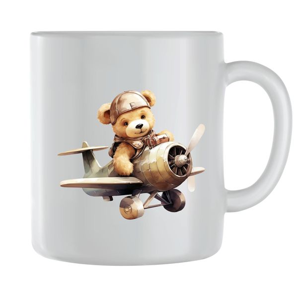 Pilot_1 Coffee Mugs for Men Women with Teddy Bear Lover Graphic Cup Gift189
