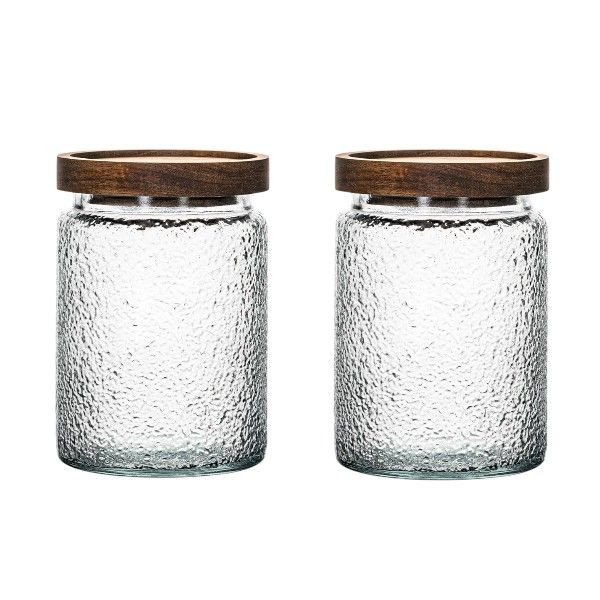 2-Pack of Retro Snowflake Glass Sealed Jars - Transparent