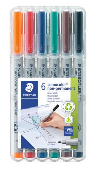 Staedtler Lumocolor 6 Non-Permanent Medium Markers