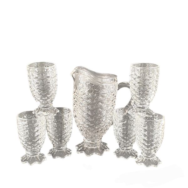 Dream World 7 Piece Pineapple Design Water Set - Clear