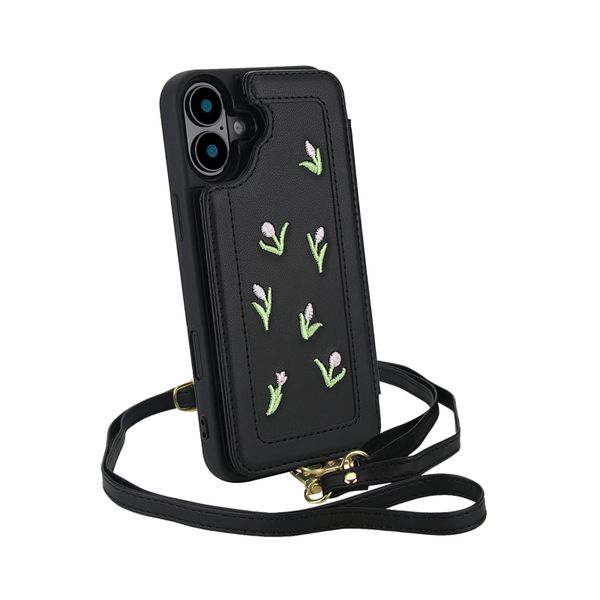 Embroidered Crossbody Phone Case Compatible with iPhone 15 Pro Max