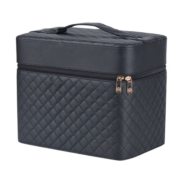 Premium 3-Tier Cosmetic Makeup Organizer Train Case With Built-In Mirror