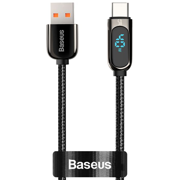 Baseus 40w - 5a Digital Display Usb Type-a to Usb Type-C Braided Cable - Black - 1 M