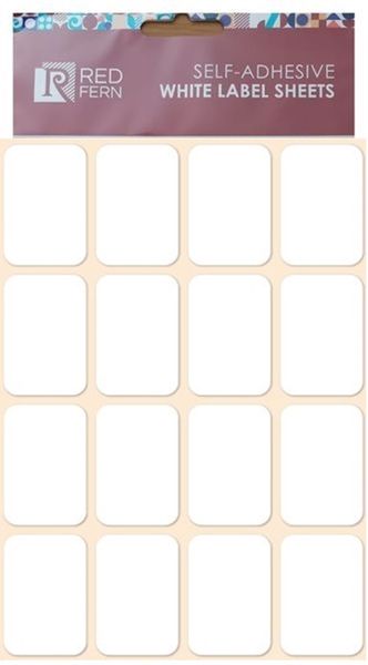 Redfern Rectangular White Label Sheet 25mm x 38mm