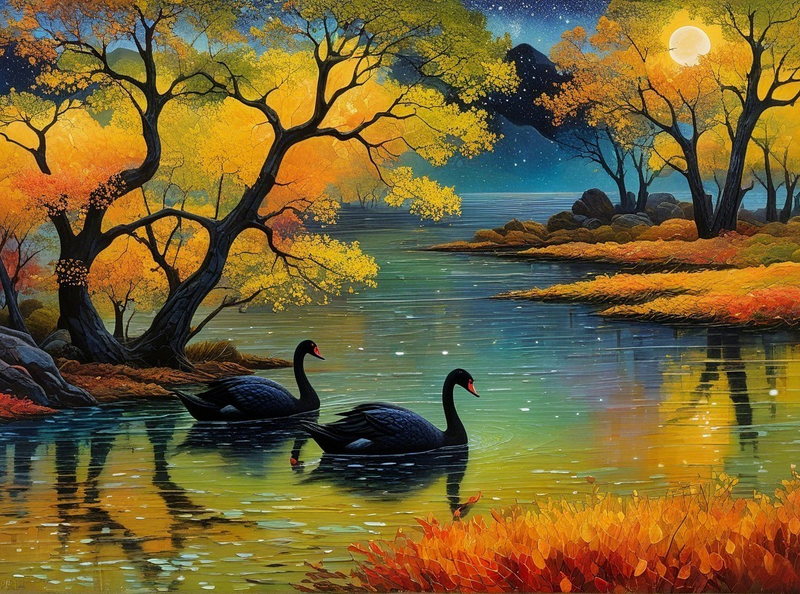 Modern Canvas Wall Art Home Decor - Black Swan Glow