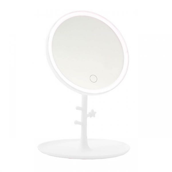 LED Makeup Mirror With Storage Tray- White