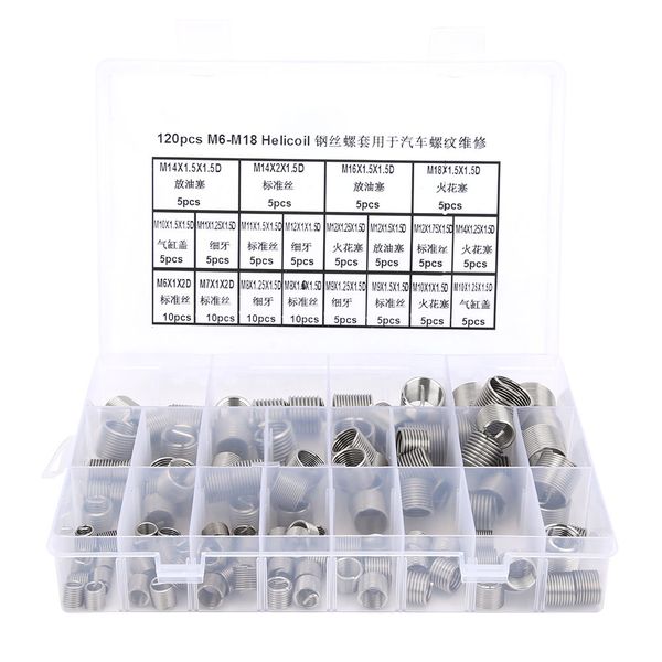 120-Piece M6-M18 Metric Thread Repair Kit