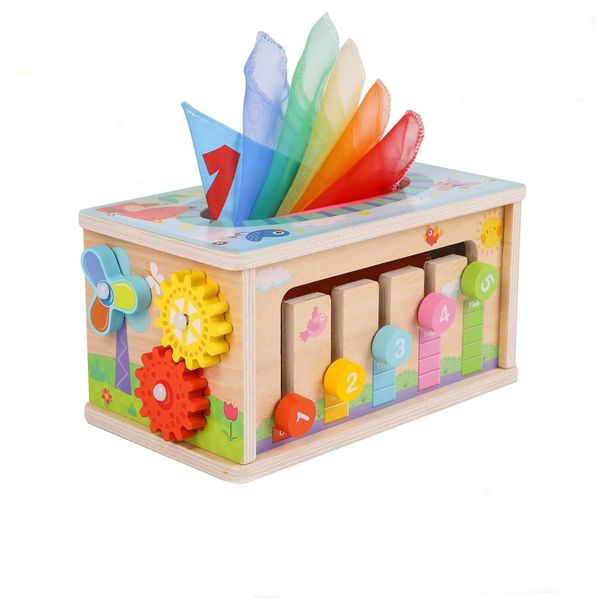 Montessori Busy Board for Toddlers 1-4, 6-in-1 Activity Toy for Travel