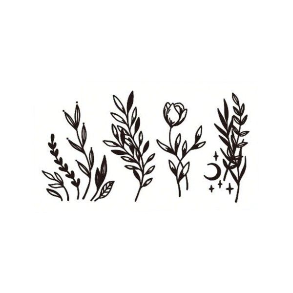 Unique Flower Design Temporary Tattoo Stickers - Black