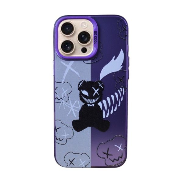 Mischievous Bear Phone Case Compatible With IPhone 16 Pro Max - Purple