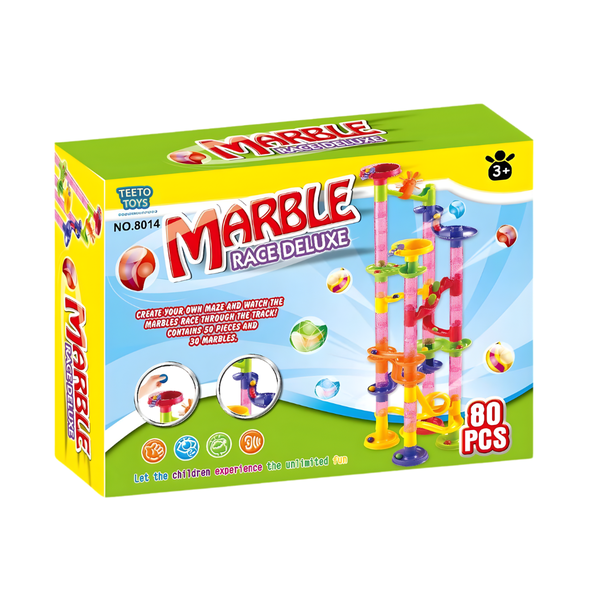 Marble Race Deluxe Track Set - 80-Piece Marble Run Building Toy for Kids