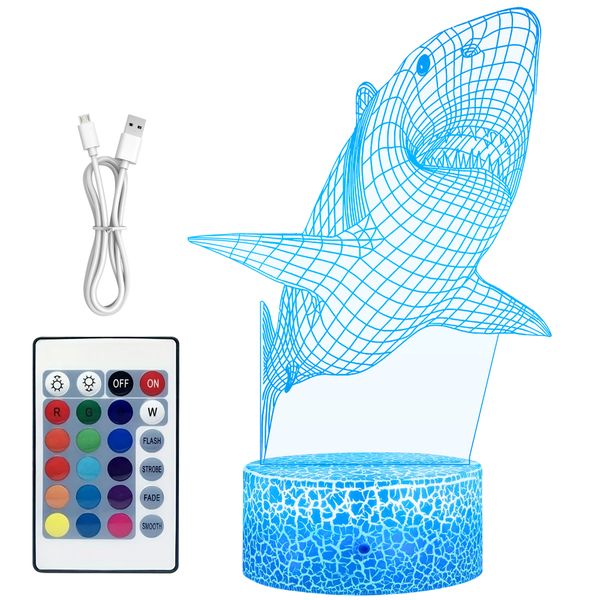 3D Shark Night Light, Children's Bedroom Phantom Night Light, Birthday Gift