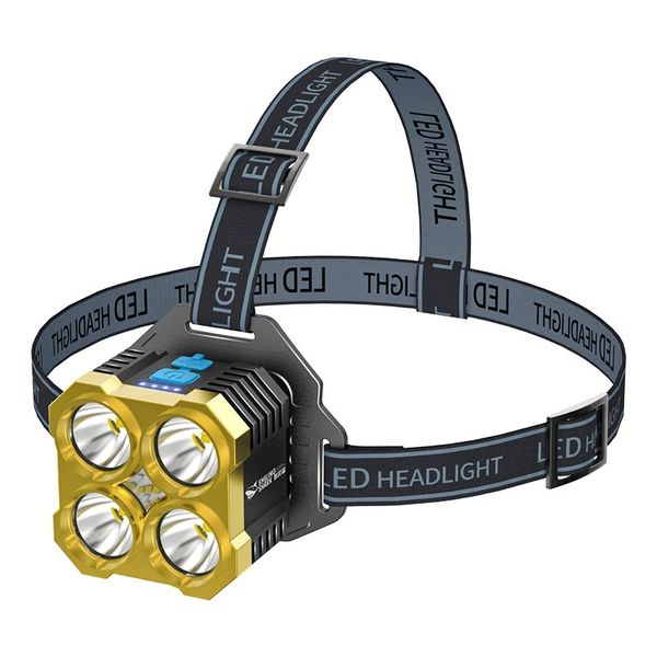 Smiling Shark 4 LED Headlight Flashlight USB Rechargeable Headlamps - K217d