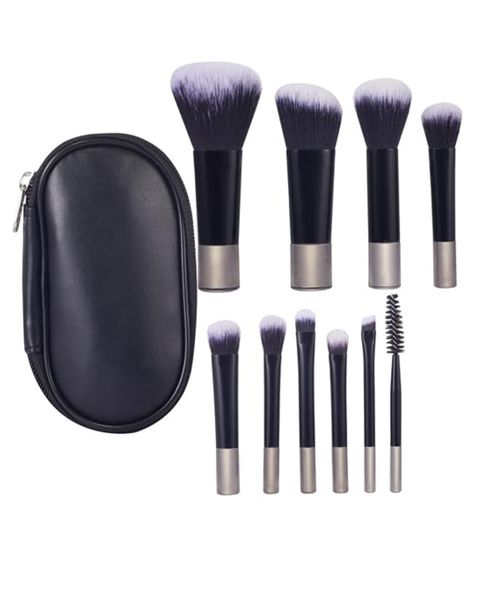 Makeup Brush Set, 10PCS Mini Full Complete Cosmetic Brushes Kit with Pouch