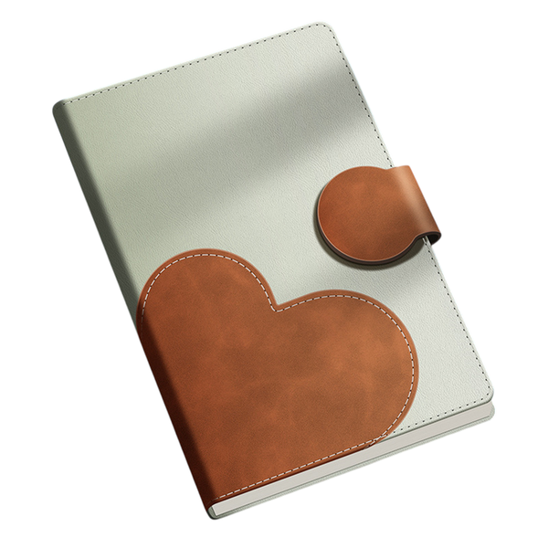 1 Pack- A5 Heart-Design Leather Notebook