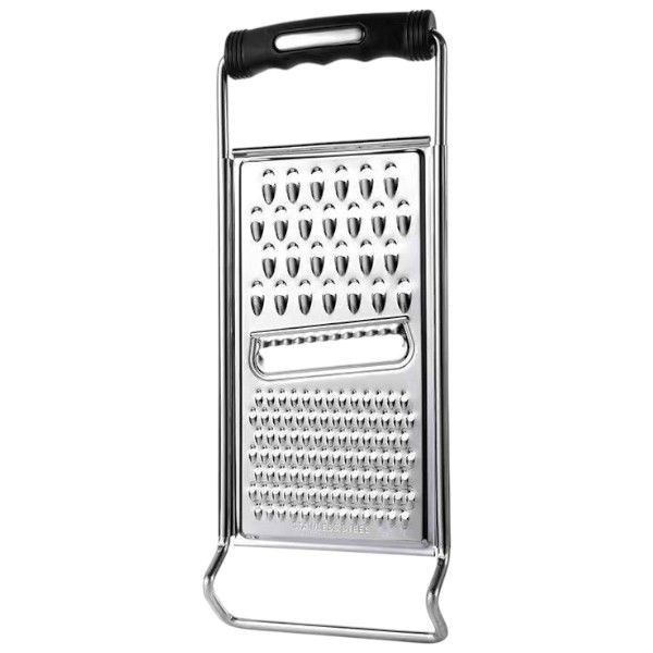 Multifunction Stainless Steel Food Grater With Black Handle - Silver/Black
