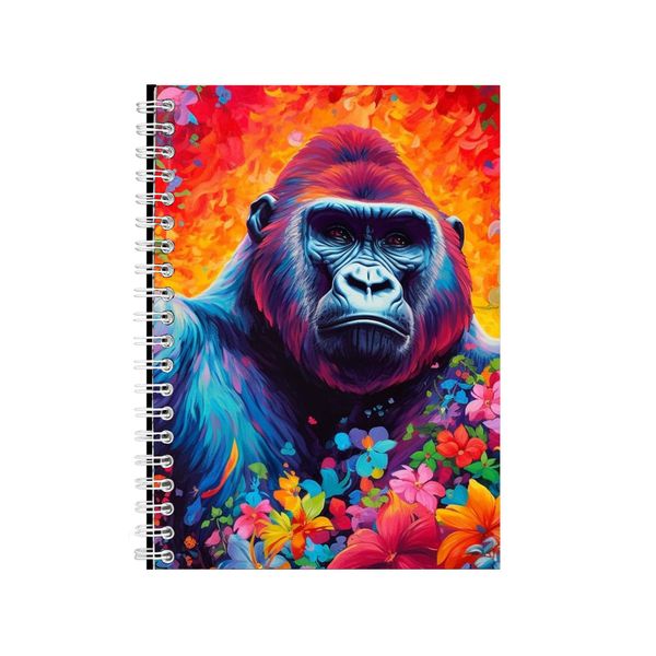 Gorilla With Sweet Peas Rainbow Neon Notebook Gift Idea A4 Notepad Pad 73