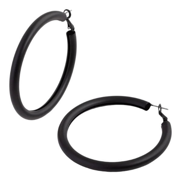 Minimalist Sleek Matte Hoop Earrings - Black