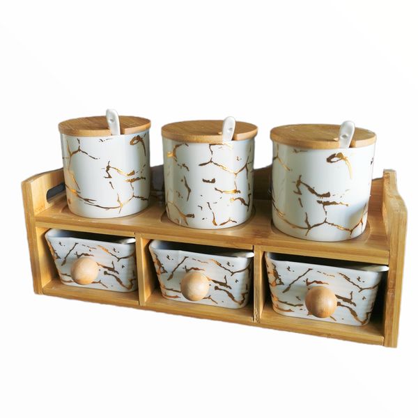 6pcs Spice Canisters Spice Organizer Rack Spice Container Set