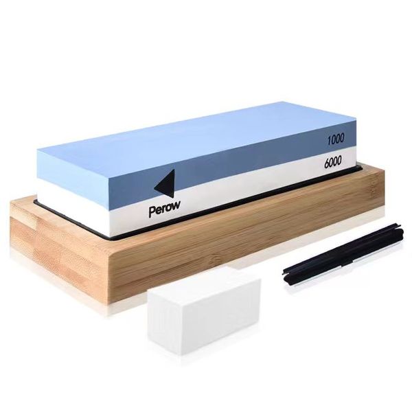 Knife Sharpening Whetstone 2 Sided 1000/6000 Grit with Slip-Resistant Base