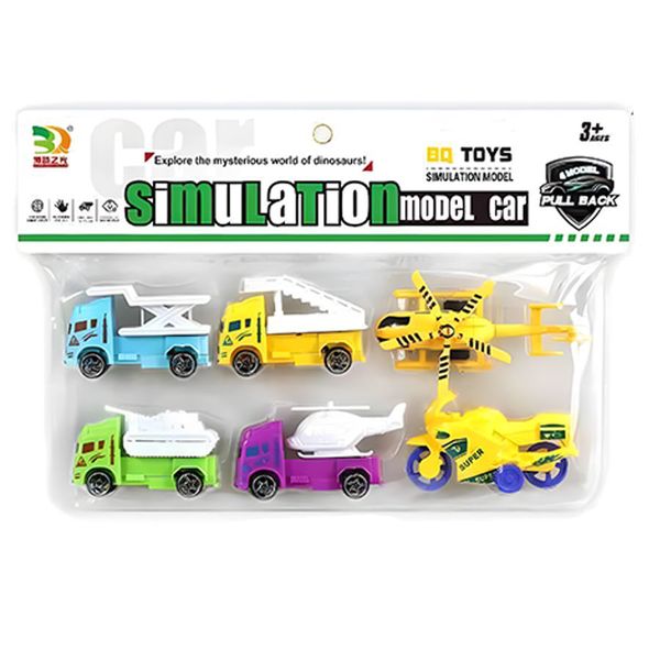 6 Pieces Quality Vibrant Simulation Trucks Bike &amp; Helicopter