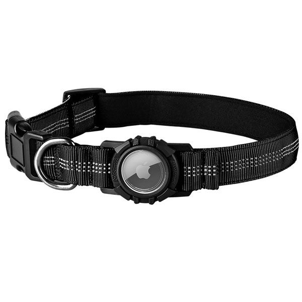 Nylon Dog Collar with AirTag Holder, Reflective &amp; Adjustable for Small
