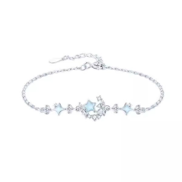 S925 Sterling Silver Star and Moon Luminous Bracelet