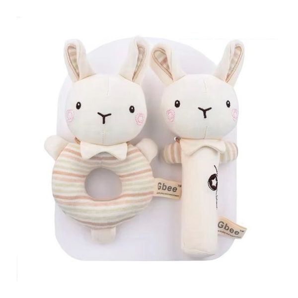 Gbee Soft Cute Toddler Educational Plush Animal Rattle Toys - Rabbit Set