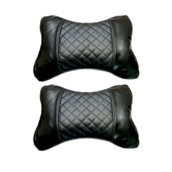 Car Sun PU Leather Neck Pillow - Set of 2