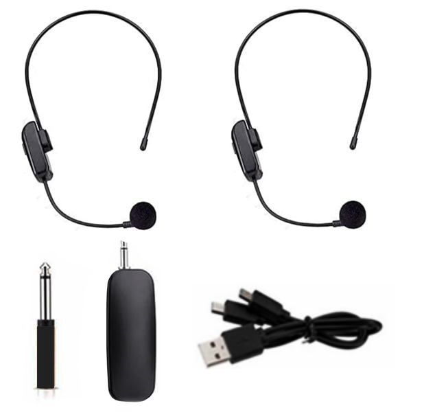 Wireless Microphone Headset Rechargeable Professional 2 in 1 Head Wear