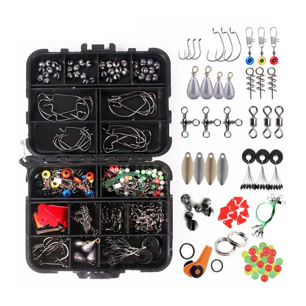 205 Piece Fishing Accessories Jig Hooks Swivels Fishing Tackle Kit