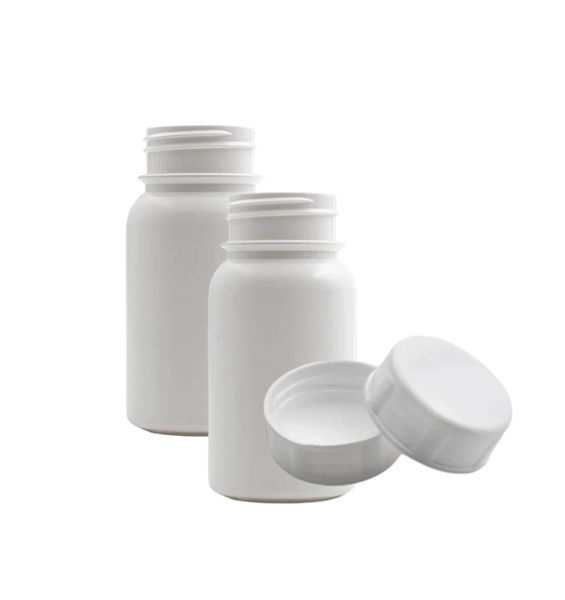 125ml Tablet Container, 38mm Neck Closure - White And Pressure Seal 10-Pack