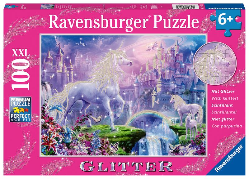 Ravensburger 100 Piece Glitter Puzzle-Unicorn Kingdom