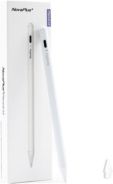 NovaPlus A5 Stylus Pen for iPad - Magnetic Design, Palm Rejection - White