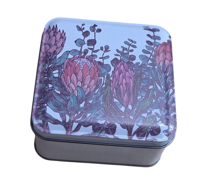 Small Custom Storage Tin 10 x 10 cm - Protea Bush