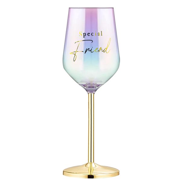 Hand Blown Iridescent Crystal for Wedding Anniversary Wine Glass - 450ml