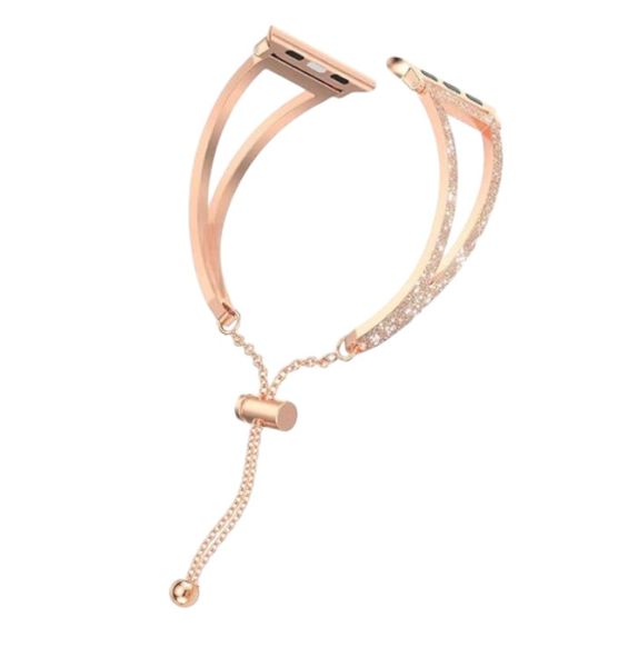 Adjustable Rhinestone Apple Watch Strap For 38-42mm Models - Rose Gold