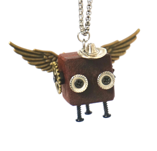 Handmade Steampunk Mini - Robot Necklace